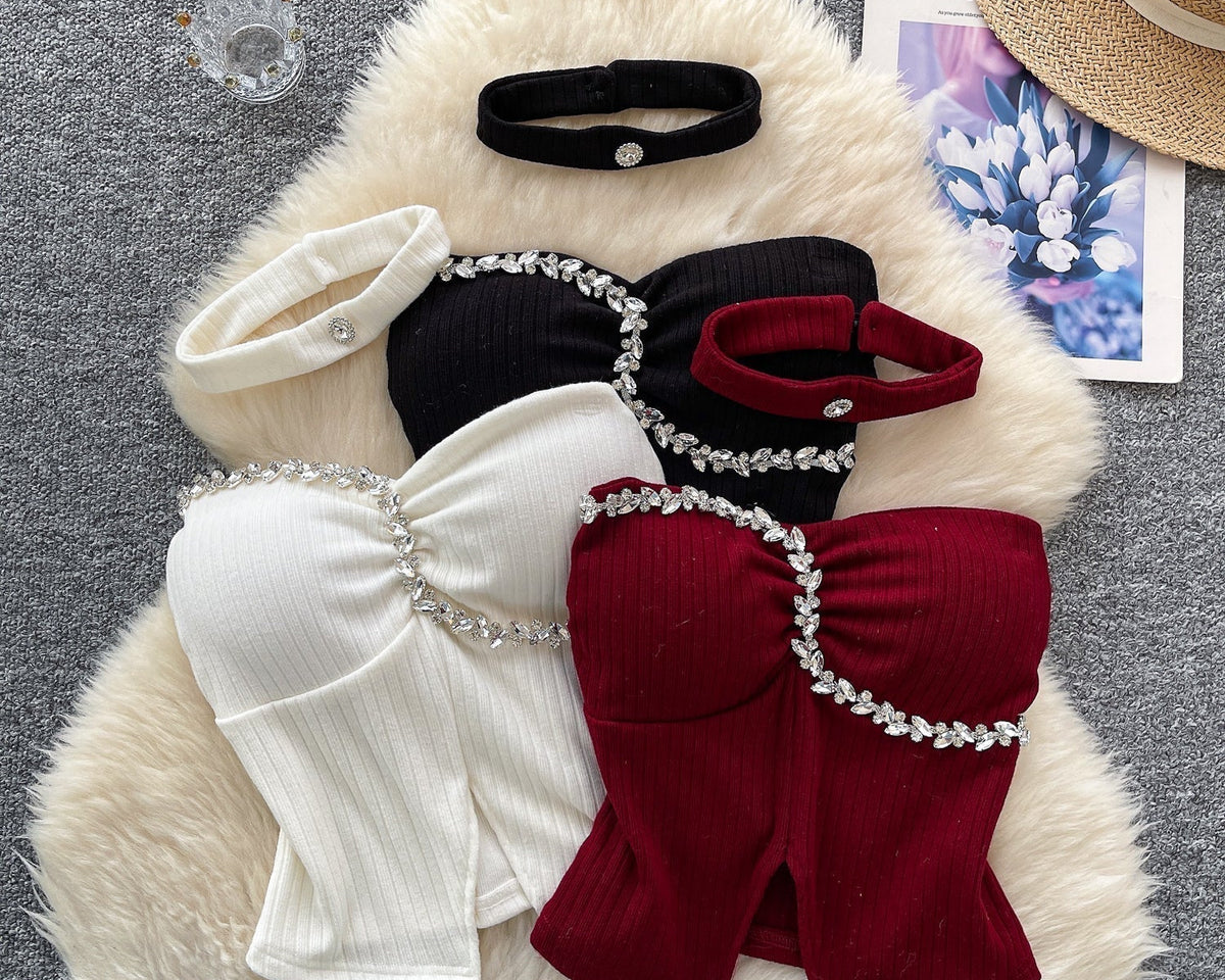 Boncuklu Yastıklı Üst ve Choker