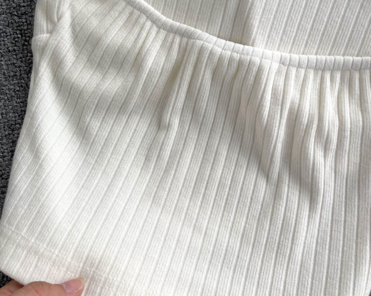 Choker ile Yastıklı Çizgili Örgü Üst