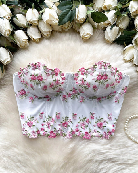 Off-shoulder Çiçek İşlemeli Dantel Bluz