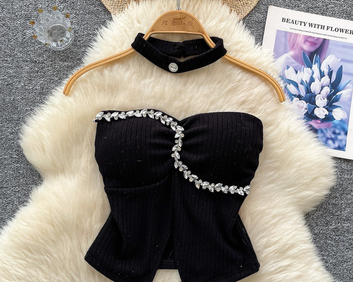 Boncuklu Yastıklı Üst ve Choker