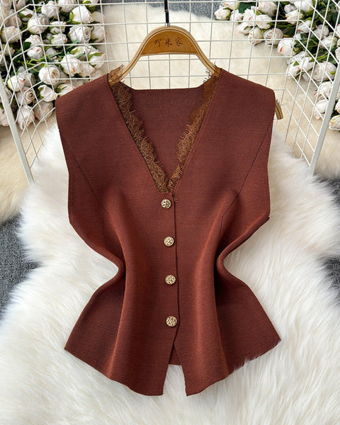 Dantel Patchwork Bel İncelten Yelek