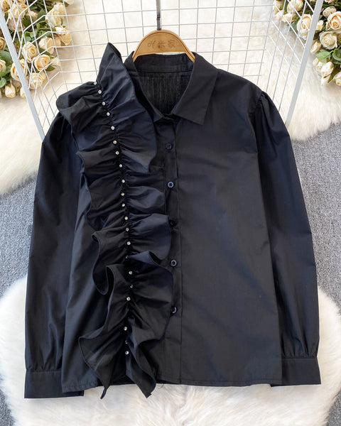 Niş Asimetrik Volanlı Bol Kesim Gömlek