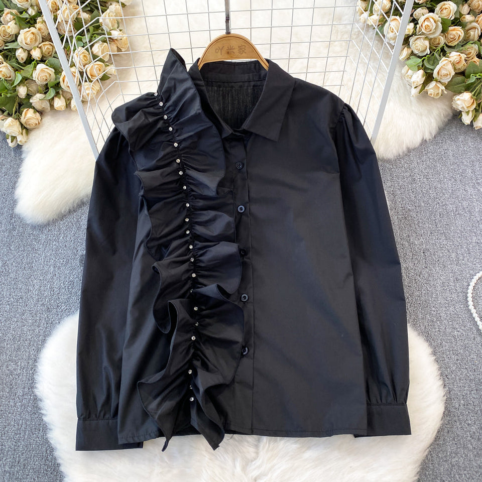 Niş Asimetrik Volanlı Bol Kesim Gömlek