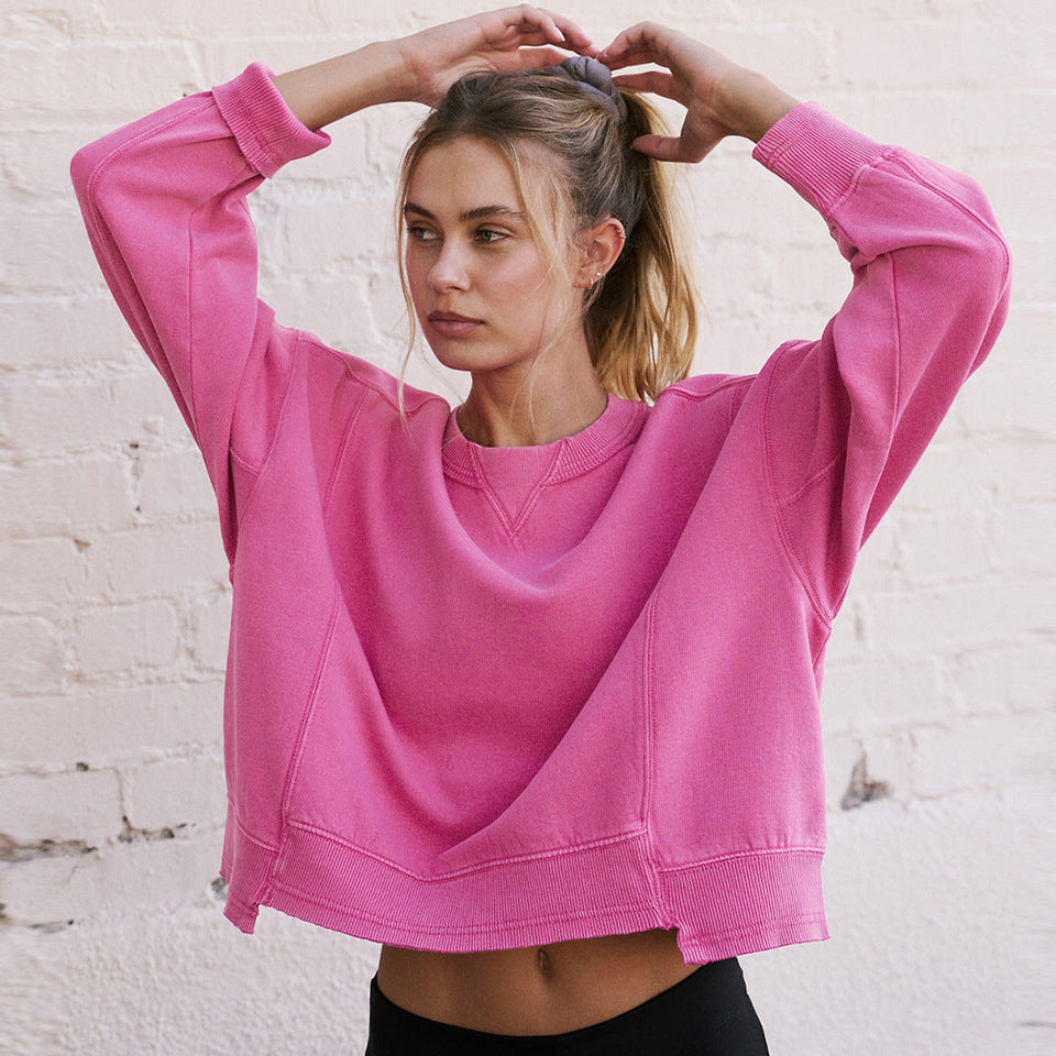 Bol Kesim Yuvarlak Yaka Patchwork Sweatshirt