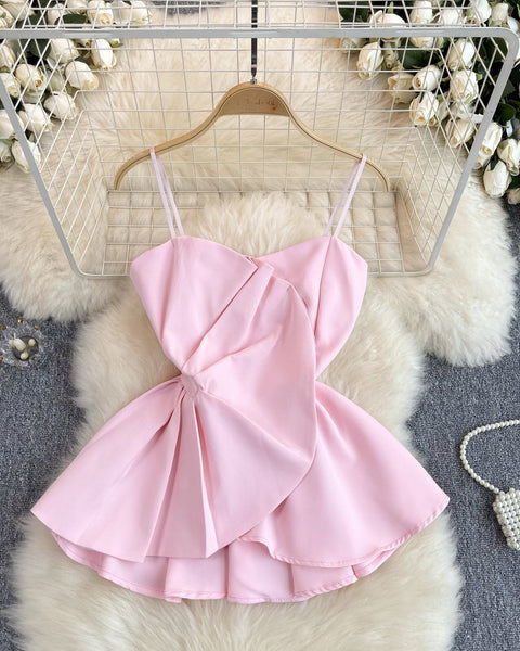 3D Volanlı Düz Renk Sırt Dekolteli Bluz