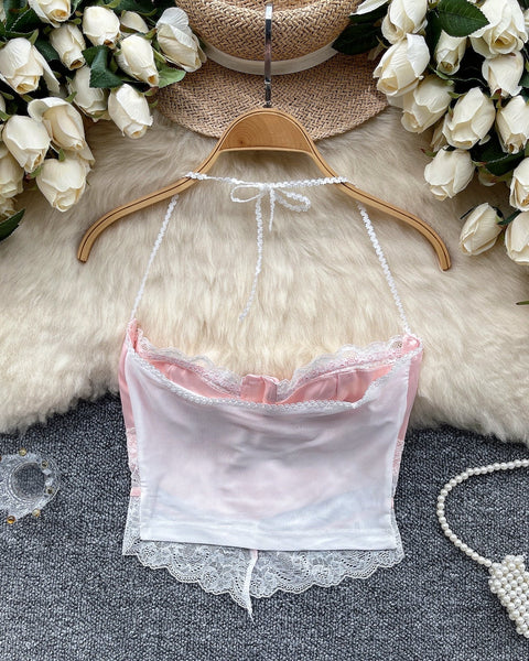 Sweetie Dantel Patchwork Halter Atlet