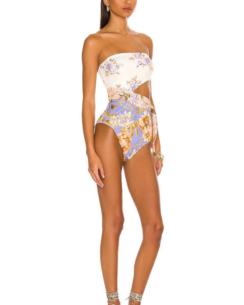 Peek-a-boo Baskılı Seksi Plaj Mayo