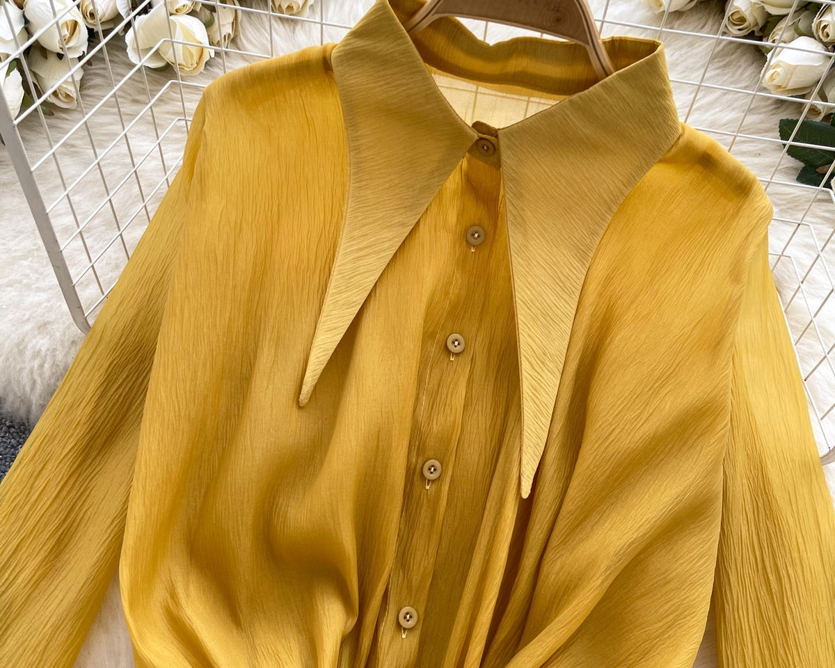 Düzensiz Tasarım Volanlı Şifon Bluz