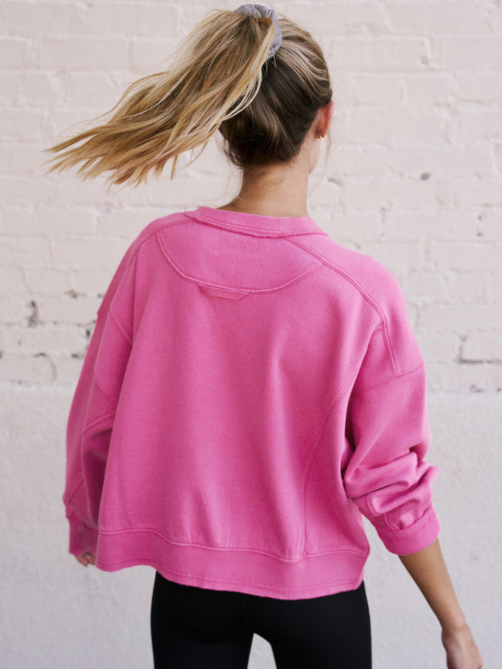 Bol Kesim Yuvarlak Yaka Patchwork Sweatshirt