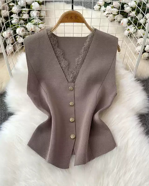 Dantel Patchwork Bel İncelten Yelek