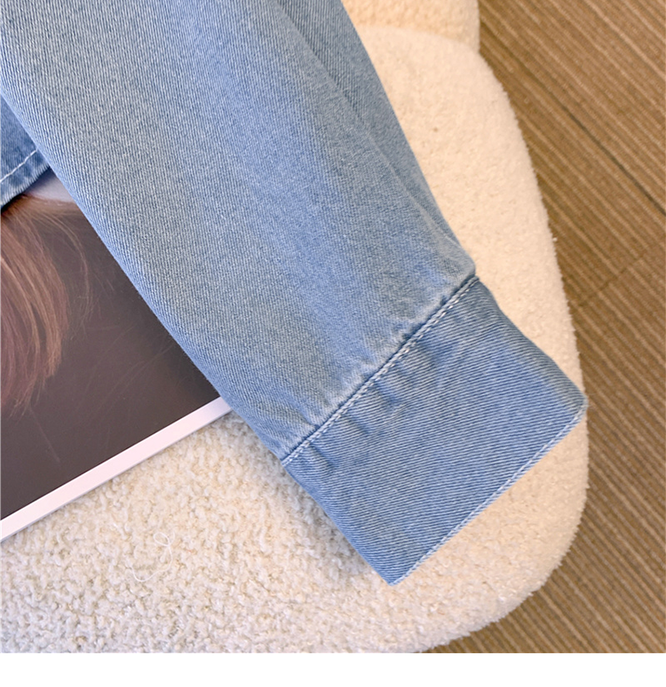 Basit Tasarım Tek Düğmeli Kot Gömlek