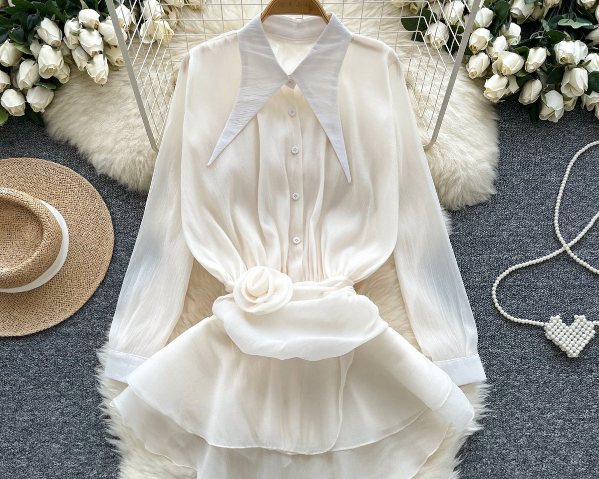 Düzensiz Tasarım Volanlı Şifon Bluz