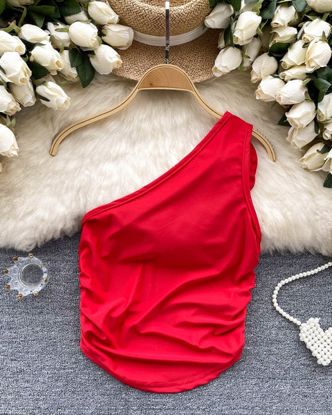 Tek Omuzlu Eğik Yaka Atlet