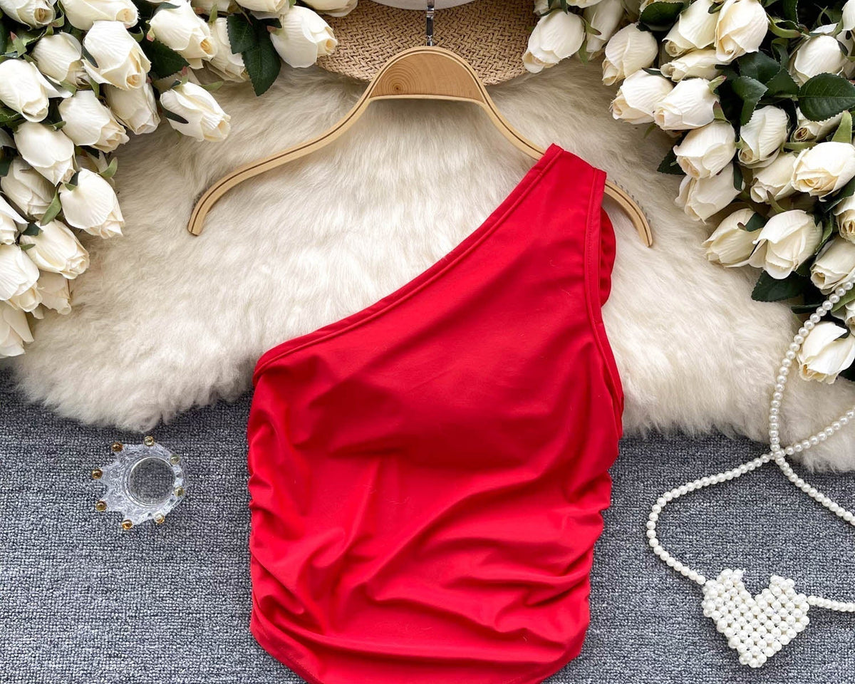 Tek Omuzlu Eğik Yaka Atlet