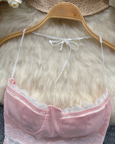 Sweetie Dantel Patchwork Halter Atlet