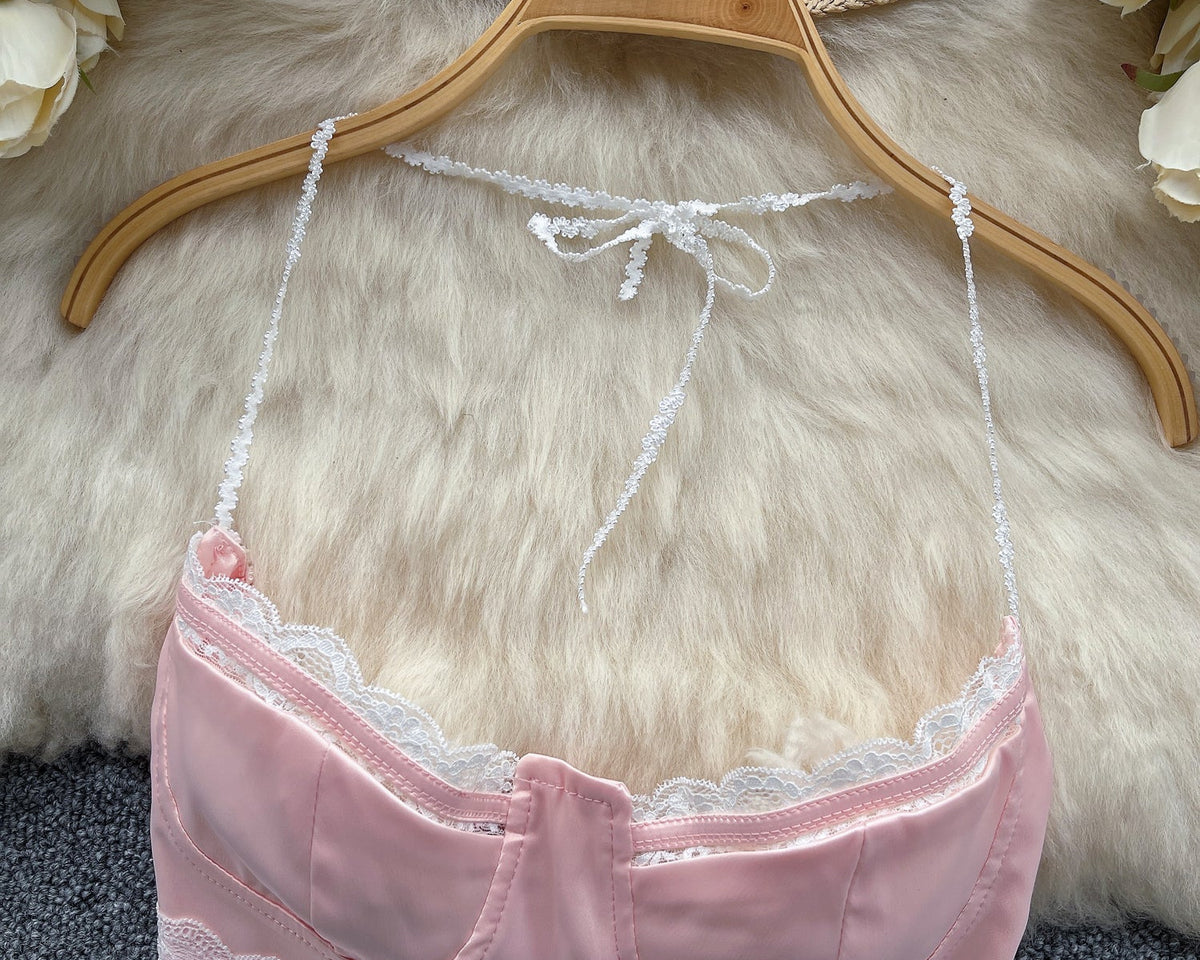 Sweetie Dantel Patchwork Halter Atlet