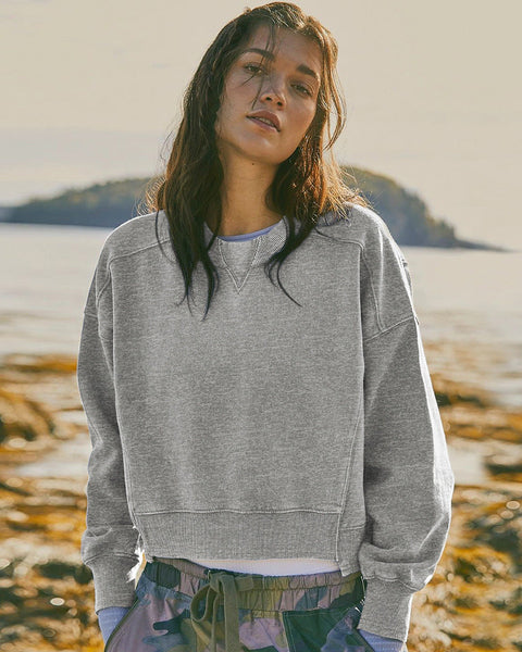 Bol Kesim Yuvarlak Yaka Patchwork Sweatshirt