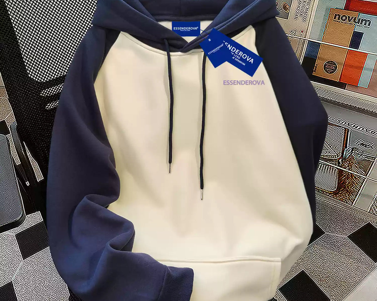 Basit Tasarım Patchwork Polar Kapşonlu Üst