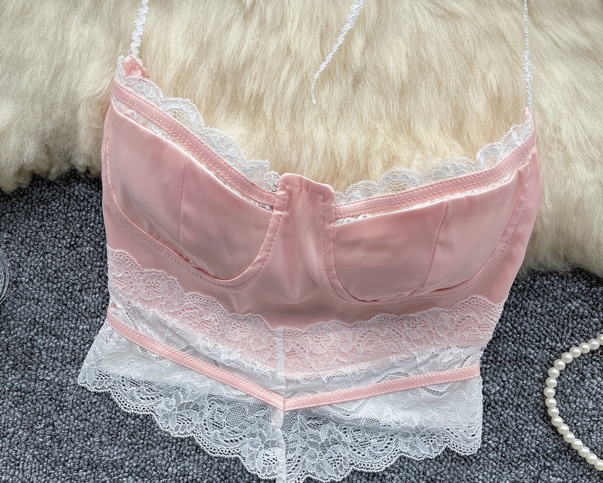 Sweetie Dantel Patchwork Halter Atlet