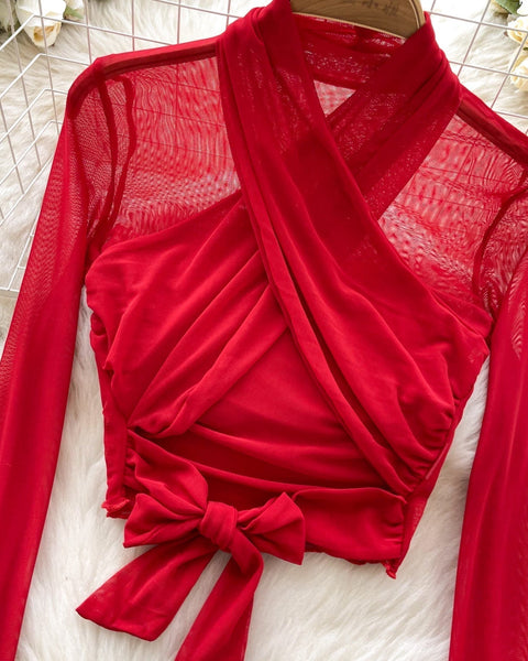 Kemer Detaylı Mesh Kısa Üst