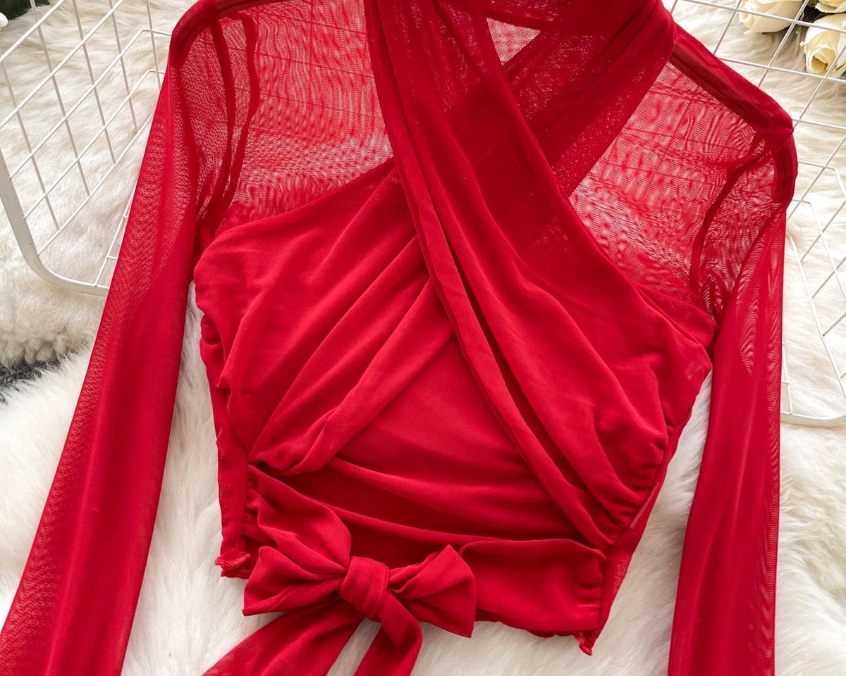 Kemer Detaylı Mesh Kısa Üst