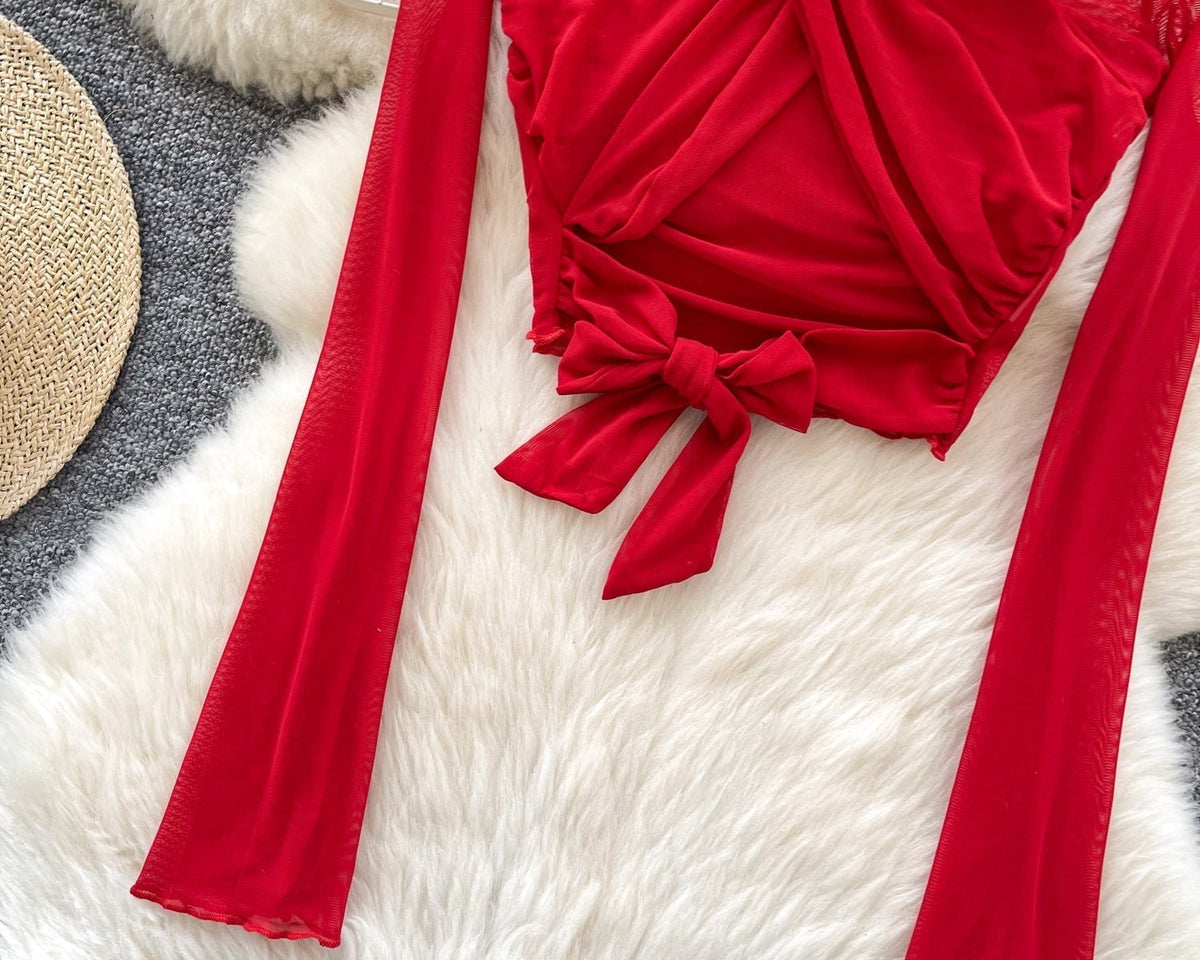 Kemer Detaylı Mesh Kısa Üst