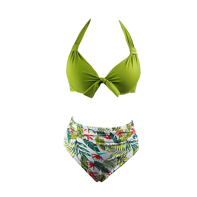 Düz Renkli Baskılı Mayo Plaj Bikini