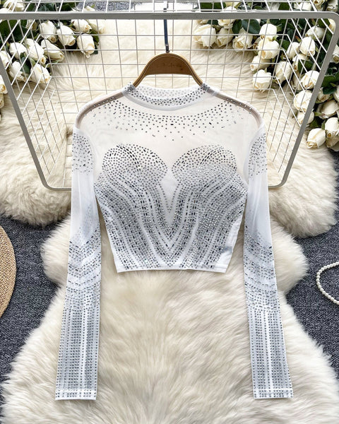 Boncuklu Yuvarlak Yaka Alt Tişört