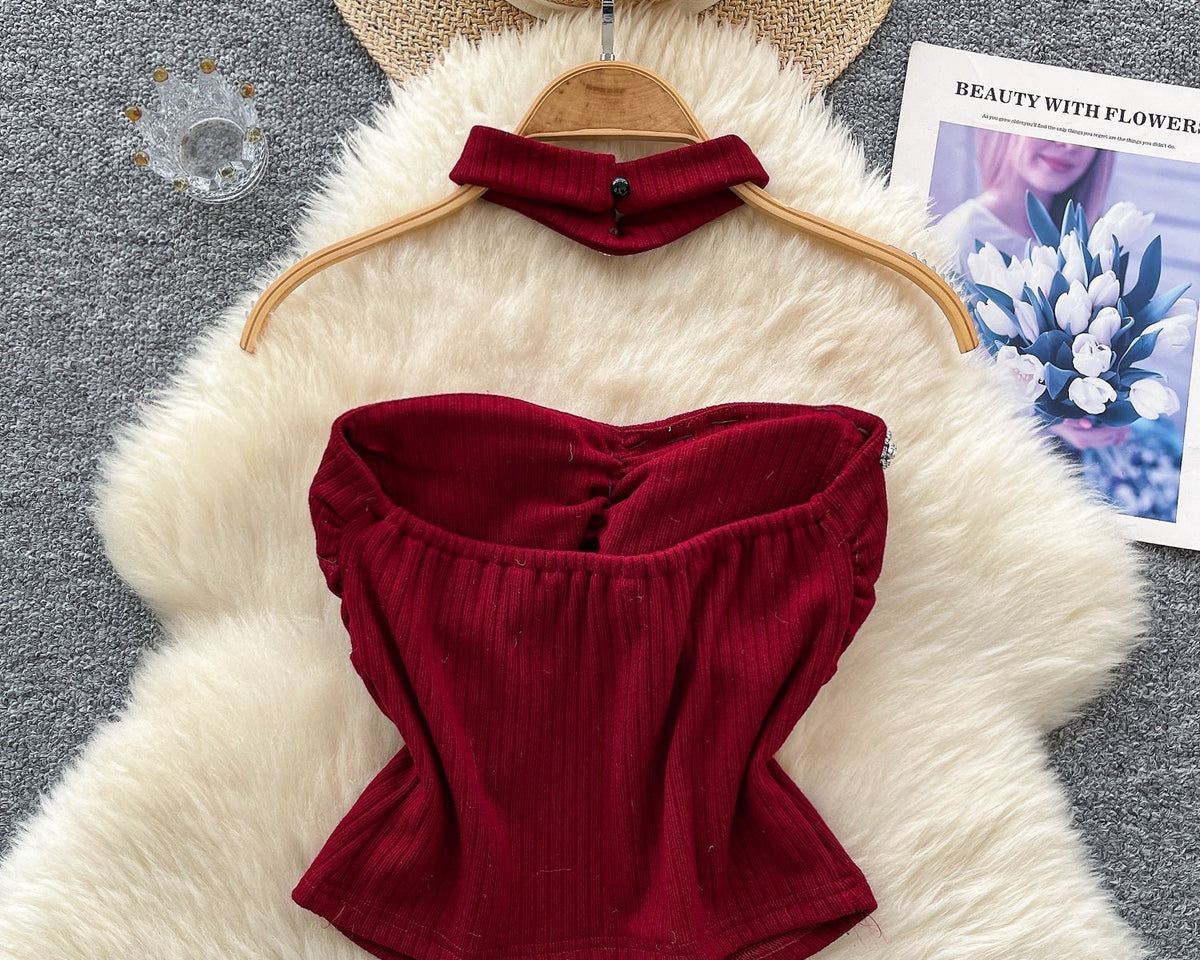 Boncuklu Yastıklı Üst ve Choker