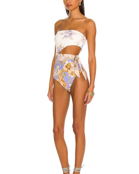 Peek-a-boo Baskılı Seksi Plaj Mayo