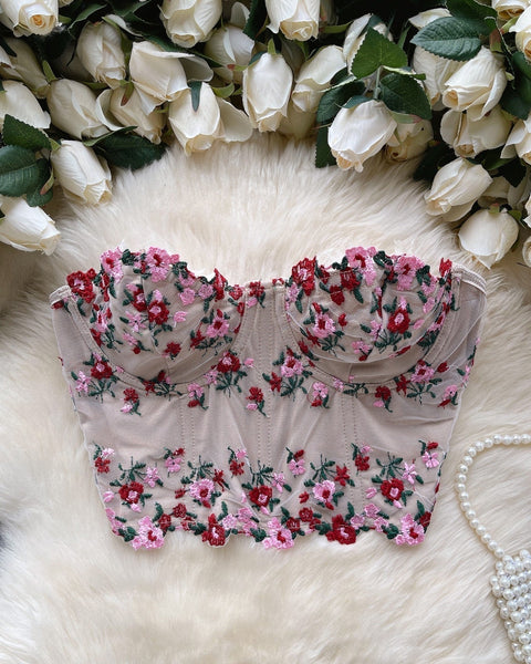 Off-shoulder Çiçek İşlemeli Dantel Bluz