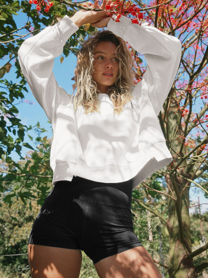 Bol Kesim Yuvarlak Yaka Patchwork Sweatshirt