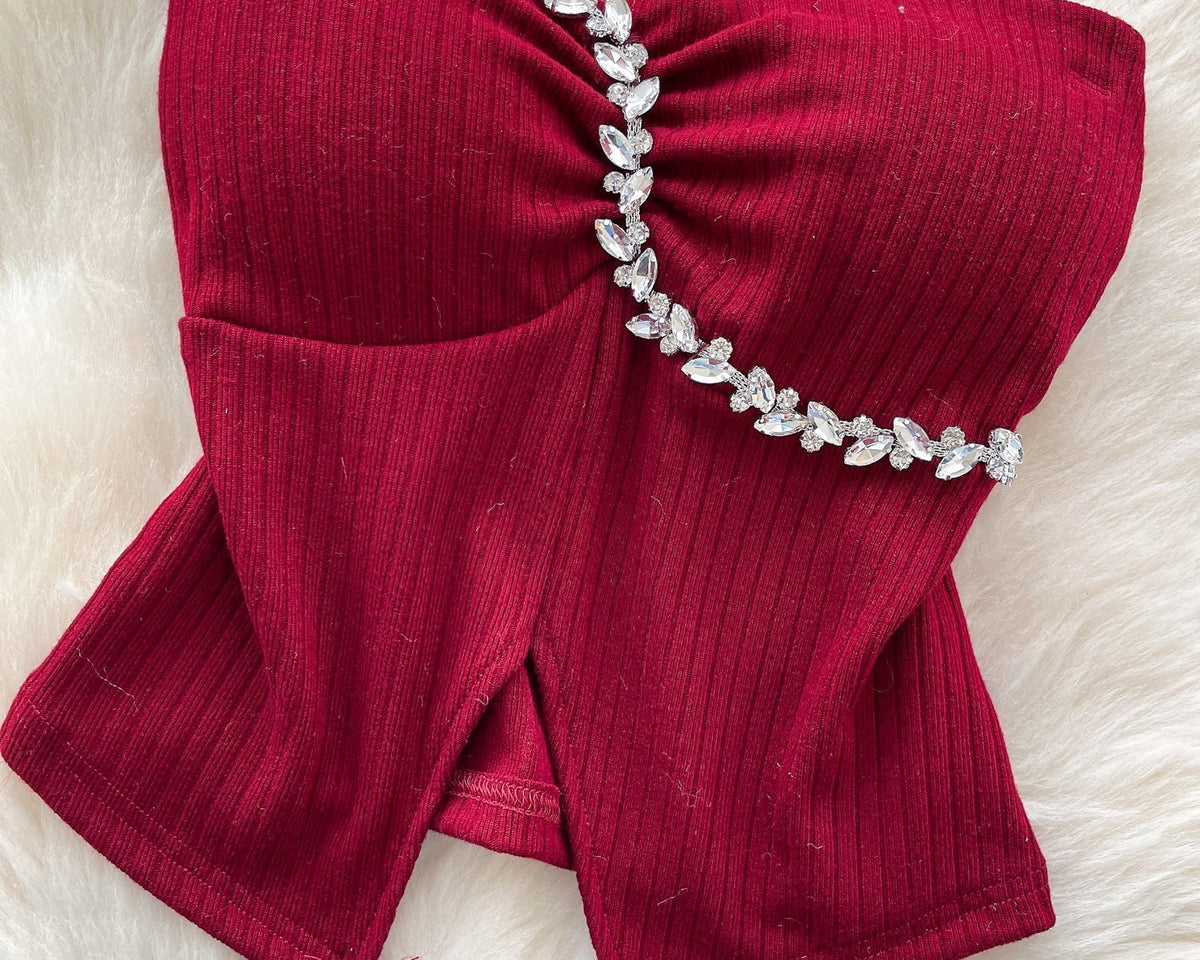 Boncuklu Yastıklı Üst ve Choker