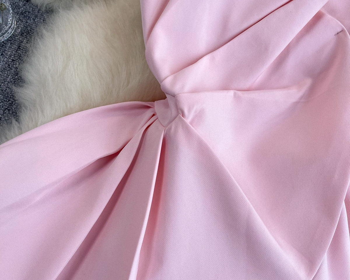 3D Volanlı Düz Renk Sırt Dekolteli Bluz