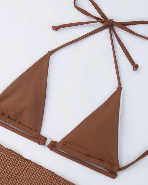 Üç Parçalı Askılı Şık Plaj Tatili Bikini