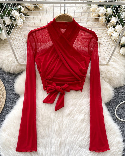 Kemer Detaylı Mesh Kısa Üst