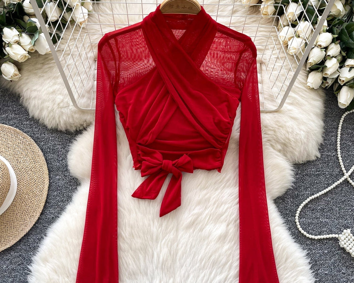 Kemer Detaylı Mesh Kısa Üst