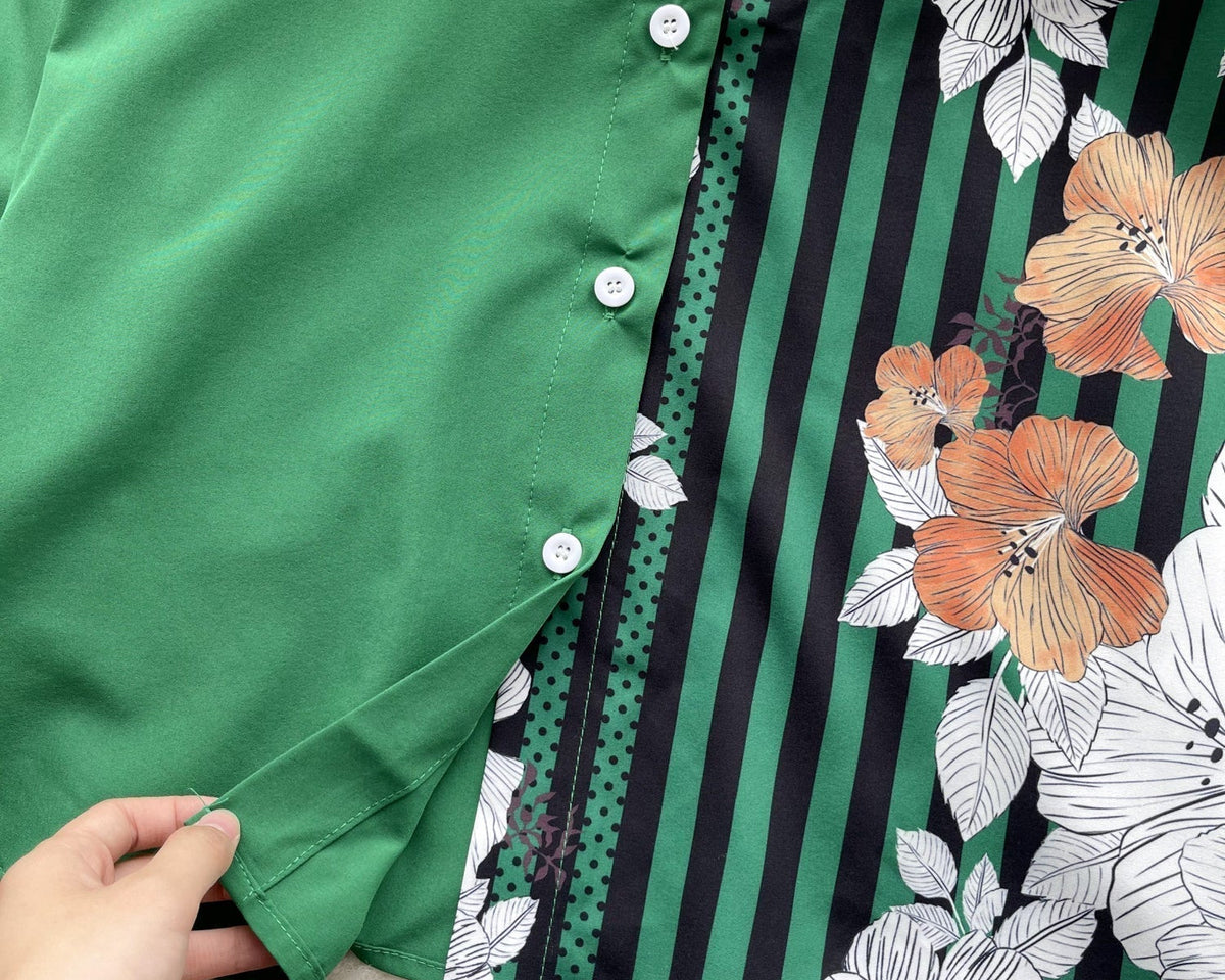 Çiçek Desenli Patcher Loose-fit Gömlek