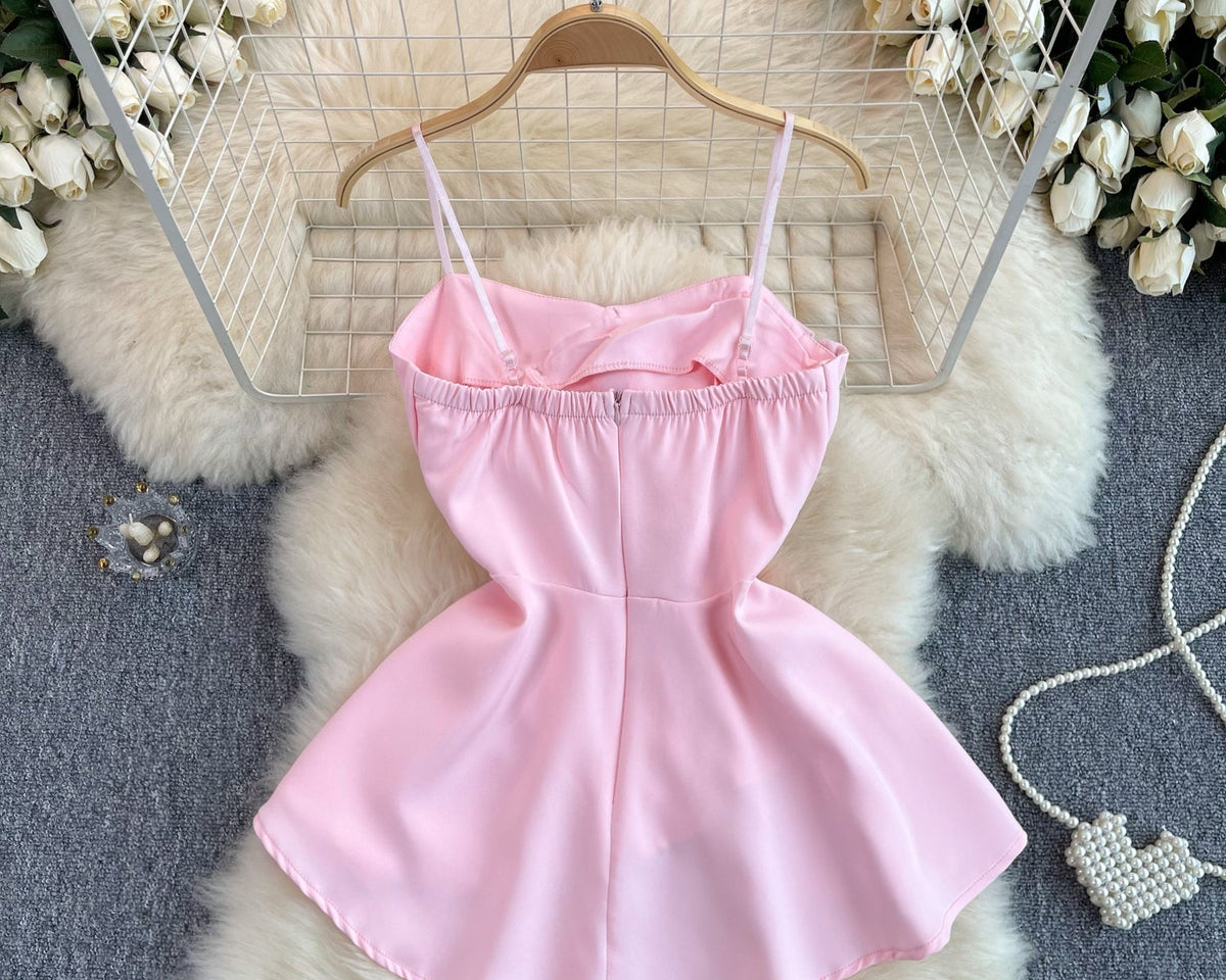 3D Volanlı Düz Renk Sırt Dekolteli Bluz