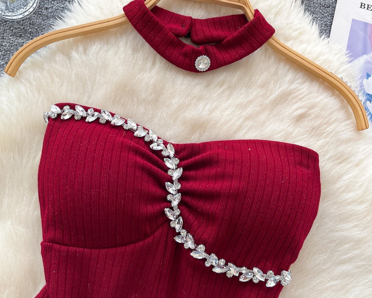 Boncuklu Yastıklı Üst ve Choker