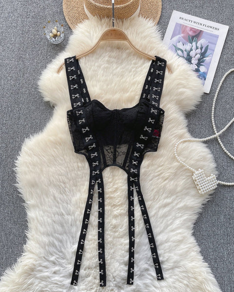 Niş Snap Düğme Dantel Atlet