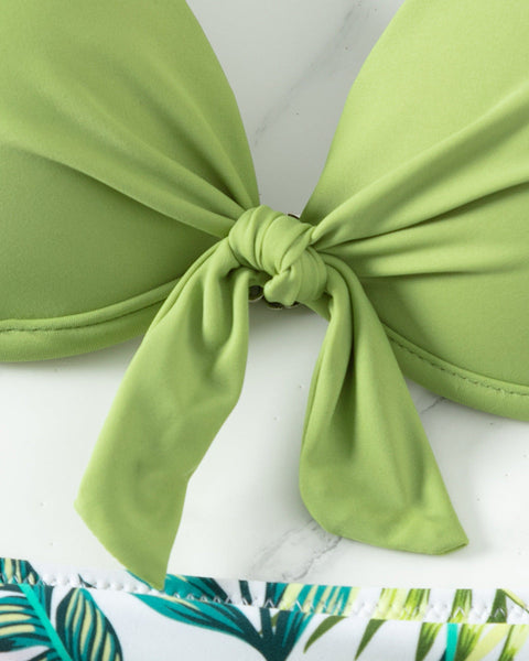 Düz Renkli Baskılı Mayo Plaj Bikini