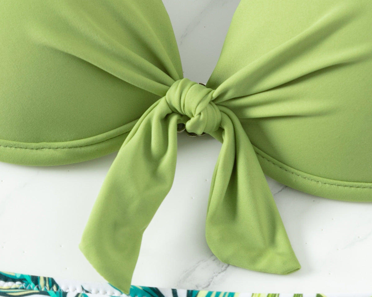 Düz Renkli Baskılı Mayo Plaj Bikini