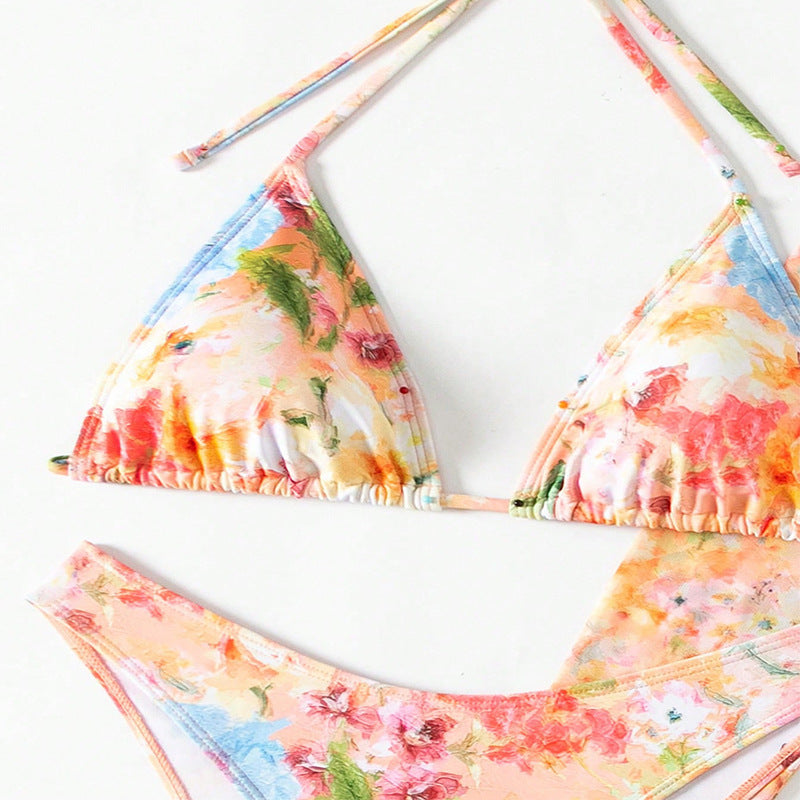 Baskılı Plaj Etekli Bikini 4 Parça Mayo