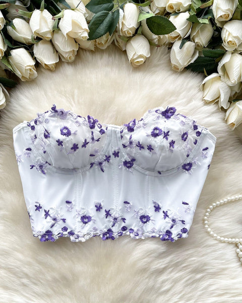 Off-shoulder Çiçek İşlemeli Dantel Bluz