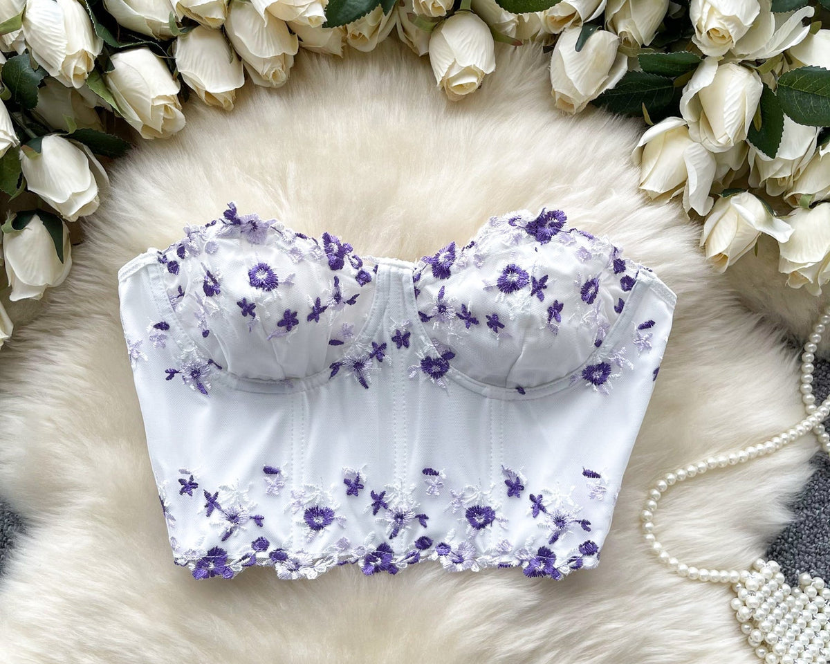 Off-shoulder Çiçek İşlemeli Dantel Bluz