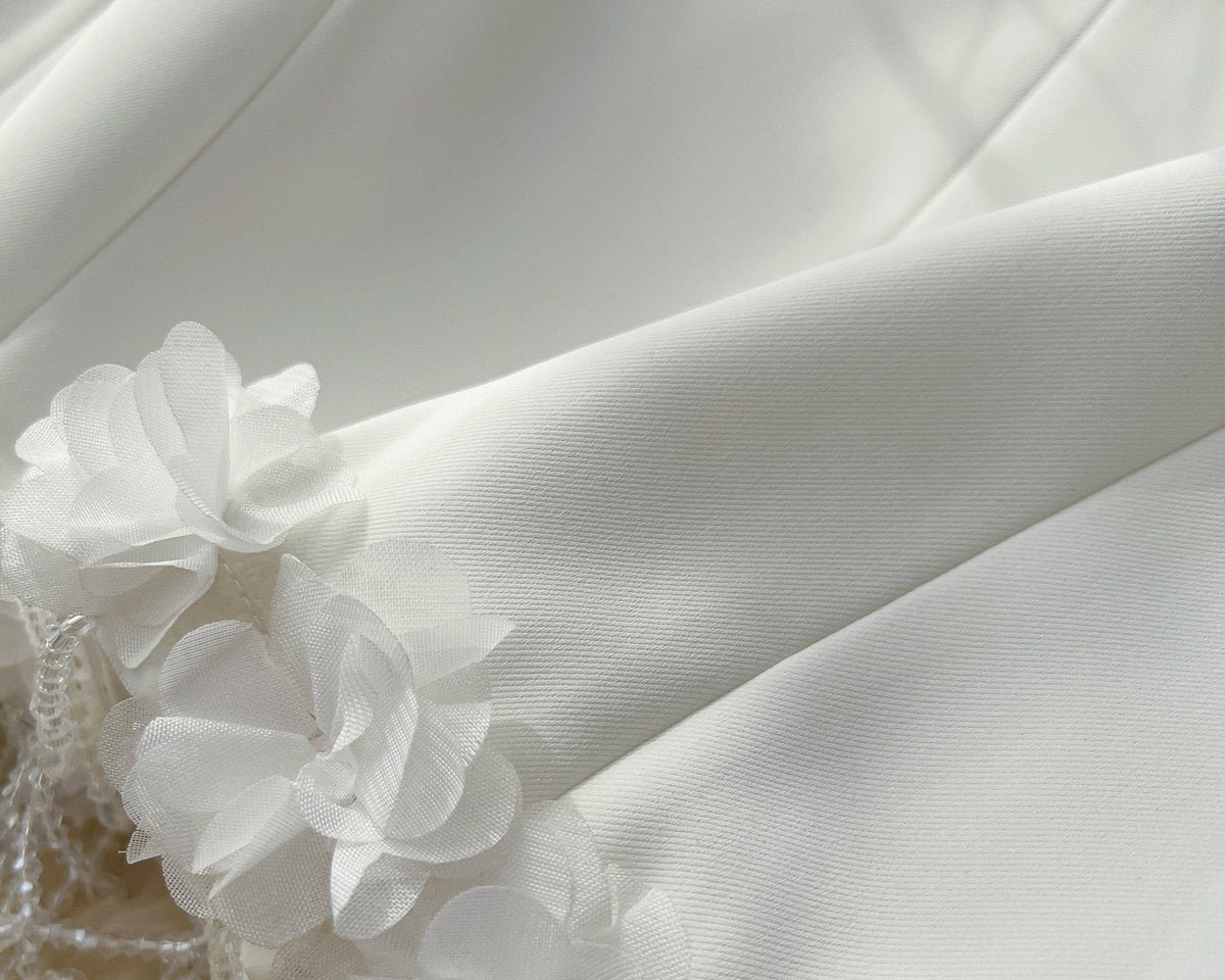 Fransız Tarzı Çiçek Desenli Kısa Blazer