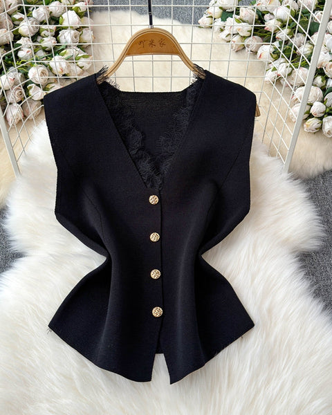 Dantel Patchwork Bel İncelten Yelek