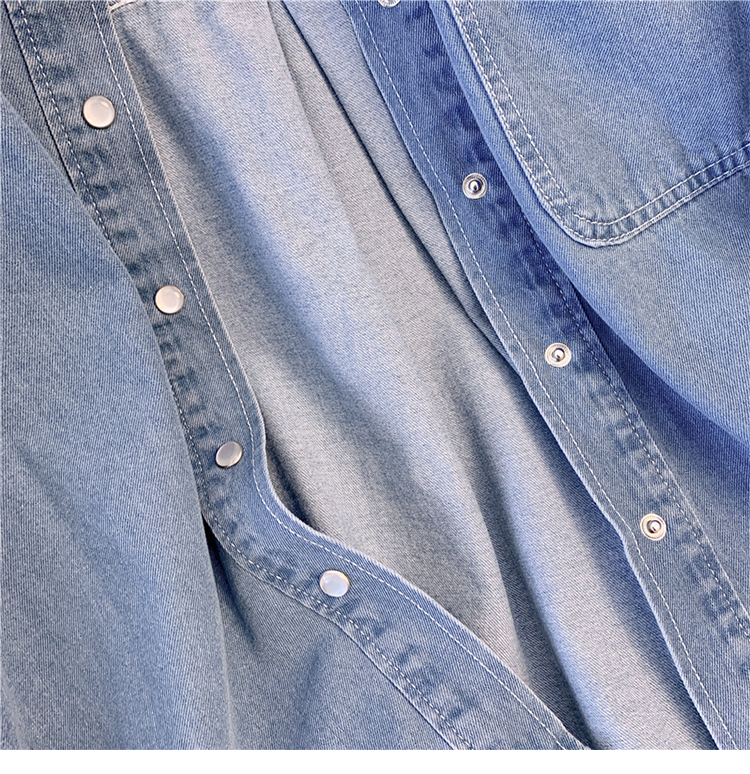 Basit Tasarım Tek Düğmeli Kot Gömlek