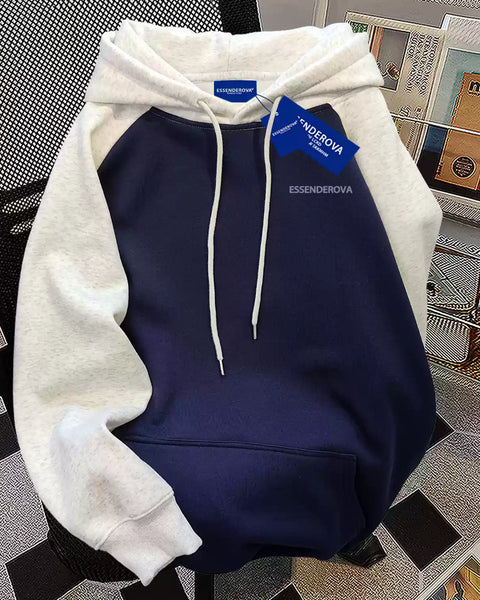 Basit Tasarım Patchwork Polar Kapşonlu Üst